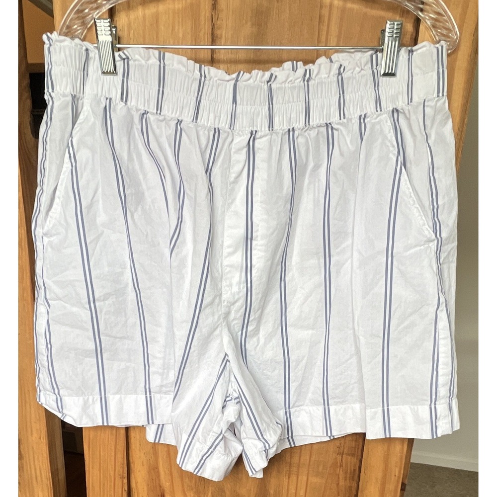 Aerie Women's XL Stretchy Waistband Blue/White Pockets Pull On Shorts